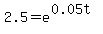 +2.5+=+e%5E%280.05t%29+