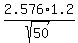 +2.576%2A1.2%2Fsqrt%2850%29