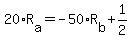 +20%2AR%5Ba%5D+=+-50%2AR%5Bb%5D+%2B+1%2F2+