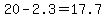 +20+-+2.3+=+17.7+