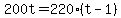 +200t+=+220%2A%28+t+-+1+%29+