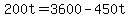 +200t+=+3600+-+450t+
