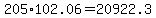 +205%2A102.06+=+20922.3+