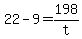 +22+-+9+=+198%2Ft+