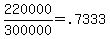 +220000+%2F+300000+=+.7333+