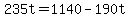 +235t+=+1140+-+190t+