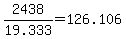 +2438+%2F+19.333+=+126.106+