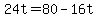 +24t+=+80+-+16t+