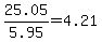 +25.05%2F5.95+=+4.21+