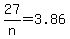 +27%2Fn+=+3.86+