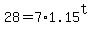 +28+=+7%2A1.15%5Et+