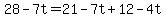 +28+-+7t+=+21+-+7t+%2B+12+-+4t+
