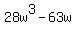 +28w%5E3+-63w+