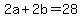 +2a%2B2b=28+