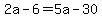 +2a+-+6+=+5a+-+30+