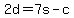 +2d+=+7s+-+c+