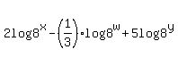 +2log%288%5Ex%29-%281%2F3%29log+%288%5Ew%29%2B5log%288%5Ey%29