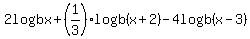 +2logbx%2B+%281%2F3%29logb%28x%2B2%29-4logb%28x-3%29+