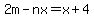 +2m-nx=x%2B4