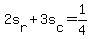 +2s%5Br%5D+%2B+3s%5Bc%5D+=+1%2F4+