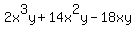 +2x%5E3y%2B14x%5E2y-18xy+