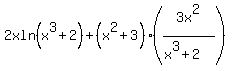 +2xln%28x%5E3+%2B+2%29+%2B++%28x%5E2%2B3%29%283x%5E2%2F%28x%5E3+%2B+2%29+%29+