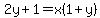 +2y%2B1+=+x%281%2By%29+