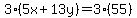 +3%285x+%2B+13y%29++=+3%2855%29+