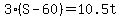 +3%2A%28+S+-+60+%29+=+10.5t+