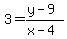 +3=%28y-9%29%2F%28x-4%29
