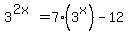 +3%5E%282x%29=7%283%5Ex%29-12+