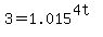 +3+=+1.015%5E%28+4t+%29+