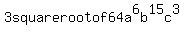 +3+square+root+of+64a%5E6b%5E15c%5E3+