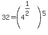 +32+=+%284%5E%281%2F2%29%29%5E5+