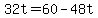 +32t+=+60+-+48t+