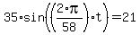 +35%2Asin%28+%28+2%2Api%2F58+%29%2At+%29+=+21+