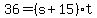 \"+36+=+%28+s+%2B+15+%29%2At+\"