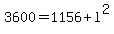 +3600+=+1156+%2B+l%5E2+