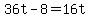 +36t+-+8+=+16t+