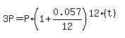 +3P+=+P%2A%281%2B0.057%2F12%29%5E%2812%28t%29%29+