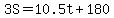 +3S+=+10.5t+%2B+180+