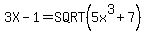 +3X-1=SQRT%285x%5E3%2B7%29