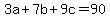 +3a+%2B+7b+%2B+9c++=+90+