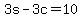 +3s+-+3c+=+10+