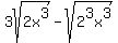 +3sqrt%282x%5E3%29+-+sqrt%282%5E3x%5E3%29+
