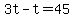 +3t+-+t+=+45+
