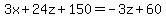 +3x+%2B+24z+%2B+150+=+-3z%2B60+