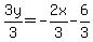 +3y%2F3++=+-2x%2F3-6%2F3