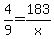 +4%2F9+=+183%2Fx+