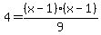 +4=+%28x-1%29%28x-1%29%2F9+